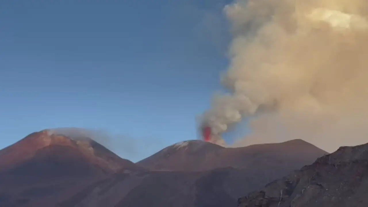 Autonomous drone monitoring volcanic terrain on Mount Etna during eruption activity
