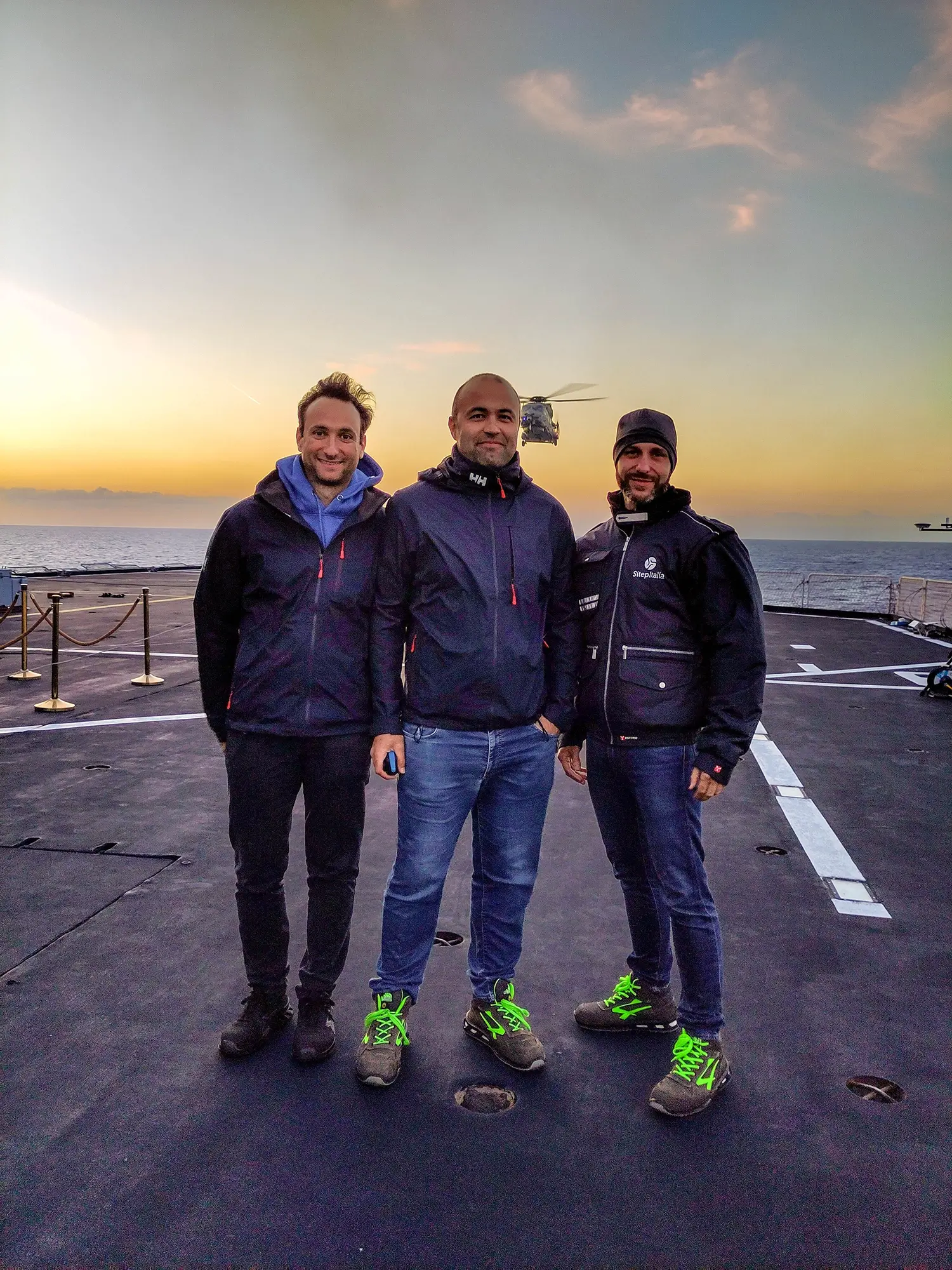 SMARTY team during naval exercise OPEX TASK 2-25 ship-to-ship private 5G connectivity testing underway